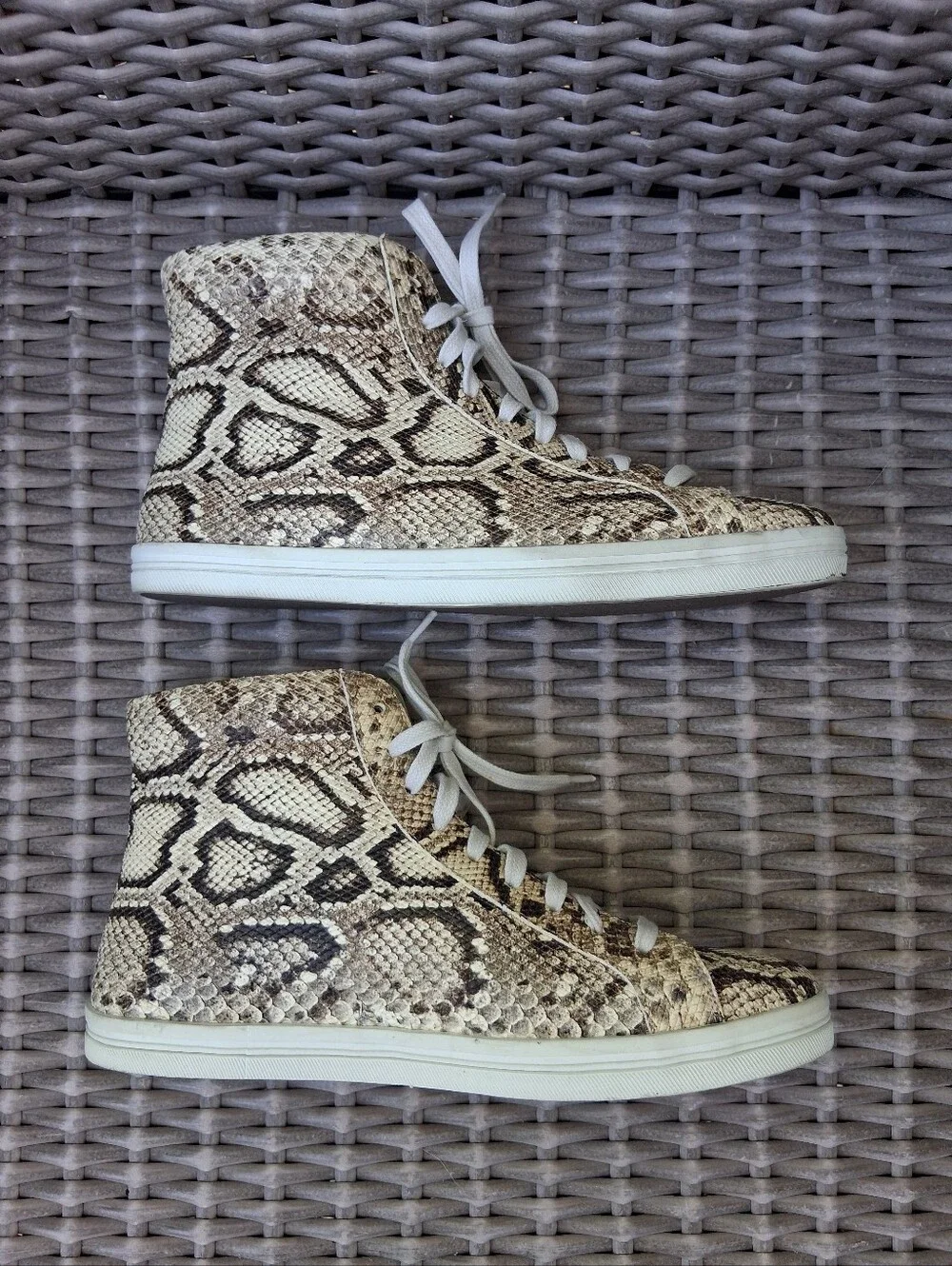 Freda Salvador High-Top Snake Print Sneakers - Neutral